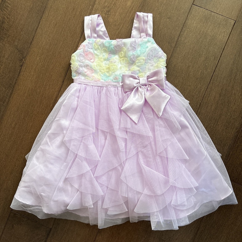 Jona Michelle Toddler Girls Tulle Floral Dress Size 3T Sleeveless Bow